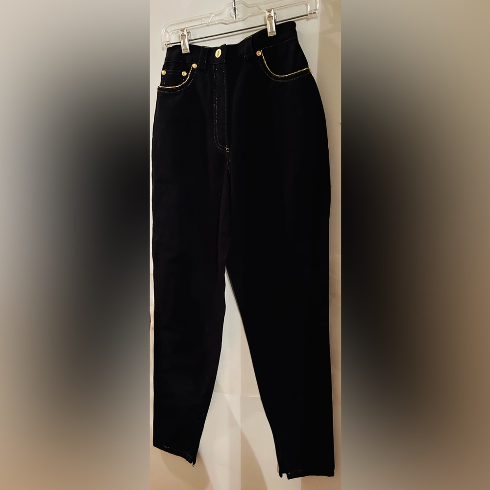 New Versus Versace Black Stretch Jeans Gold Piping size 28/42 Small made Italy - Picture 16 of 16